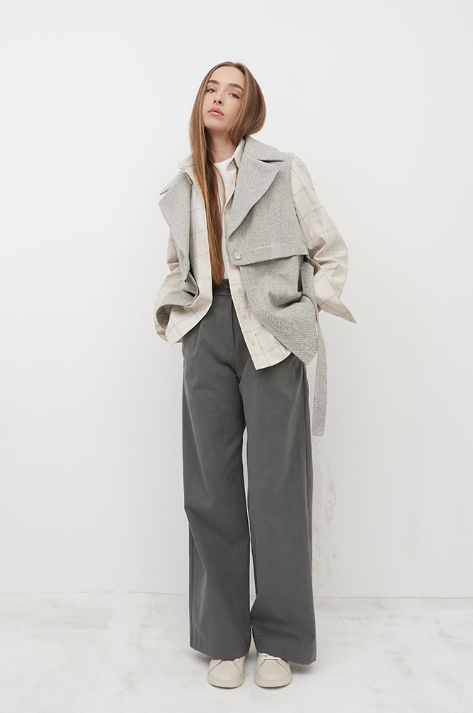 Штани широкі бавовна димчасто-зелений (БР 77/3)